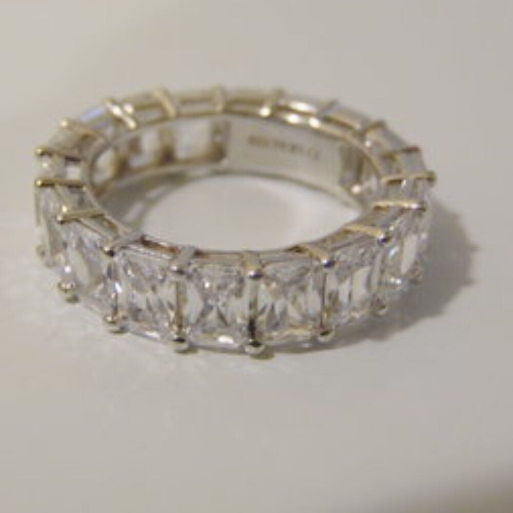 Diamonique Emerald-Cut Eternity Band Ring Size 9